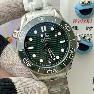 Alternative view of OR Factory is set to launch a new chapter in re-creating legendary timepieces. This cutting-edge Omega Seamaster 300M series watch is crafted from imported 316L stainless steel, featuring a bezel made of high-density Korean ceramic adorned with white enamel diving markers.The dial, also crafted from polished ceramic, features laser-engraved wave patterns. The 42mm case boasts a finely brushed finish. ⚠️ The steel bracelet undergoes meticulous hand-polishing, grain by grain. As the first on the market to achieve authenticity, it features chamfered edges on the back, enabling interchangeability with genuine bracelets. The fluoro-rubber strap offers a smooth, substantial feel, and the lugs are compatible with both steel and rubber straps.⚠️ The sapphire crystal is produced using the Verneuil process (also known as flame fusion). With a Mohs hardness rating of 9, it ensures exceptional clarity at all times. ⚠️ Powered by an exclusively developed and customized replica 8800 integrated movement, tested for months to ensure stable quality.      Forged through adversity, crafted with dedication—dedicated to watch enthusiasts.          OR